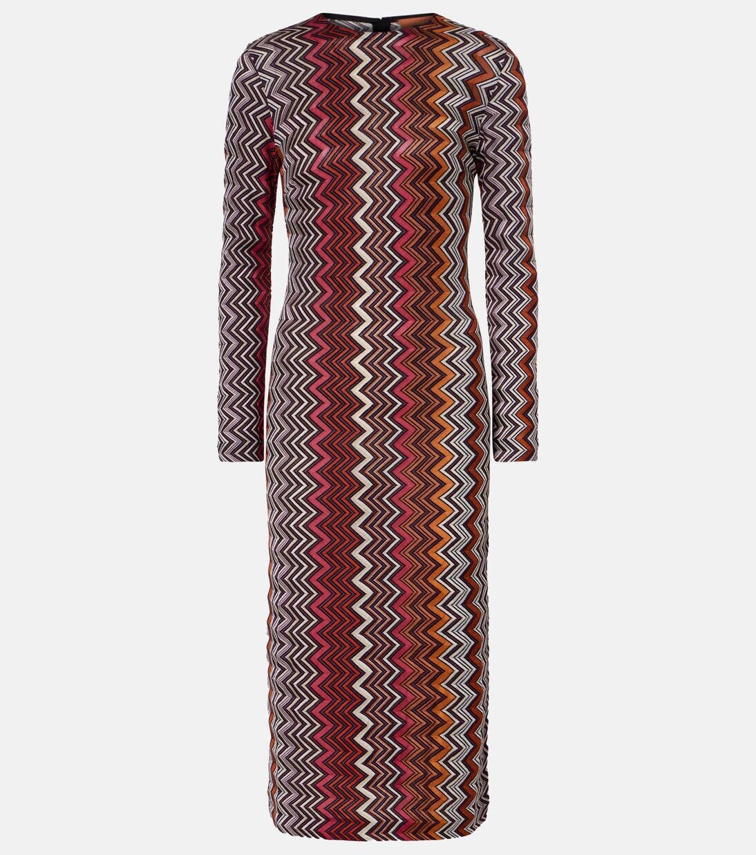 

Платье миди с зигзагом Missoni, цвет multi black pink white rust