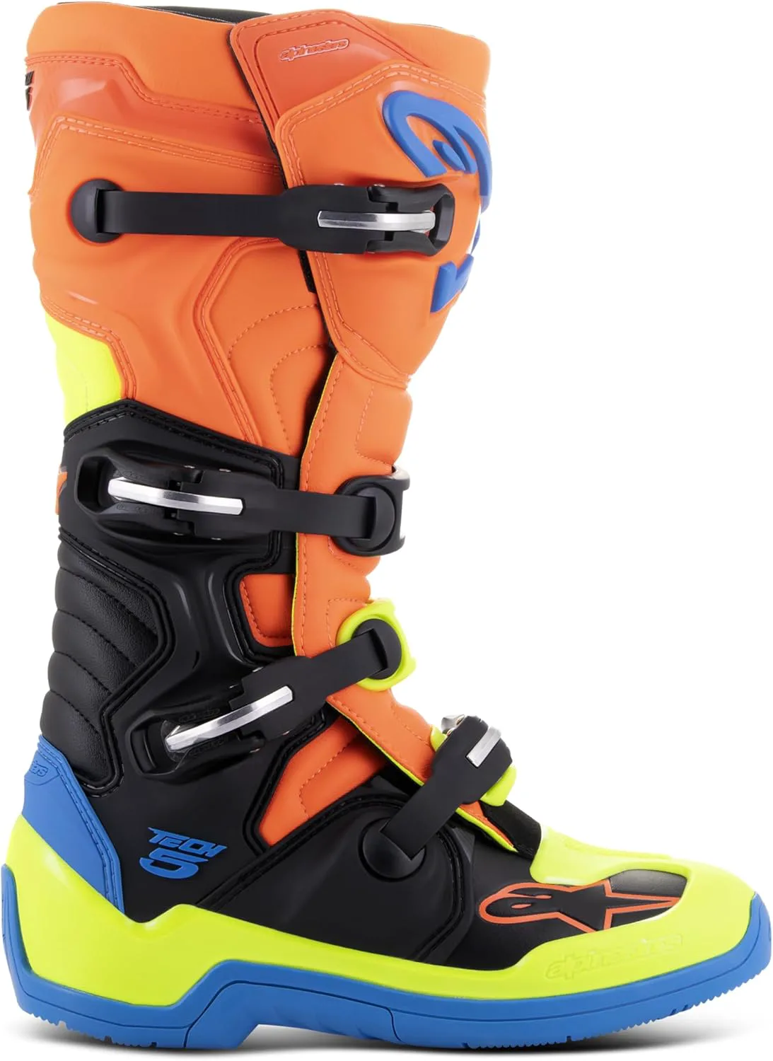 Мужские ботинки Alpinestars Tech 5, синий/оранжевый/желтый — фото 2