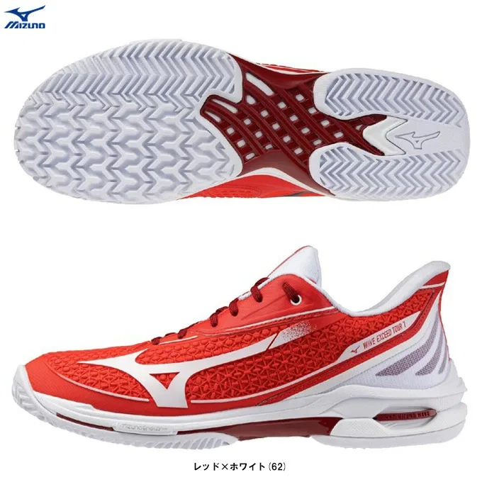 Унисекс кроссовки для тенниса «Wave Exceed Tour 7 OC» от Mizuno, Red X White (62)