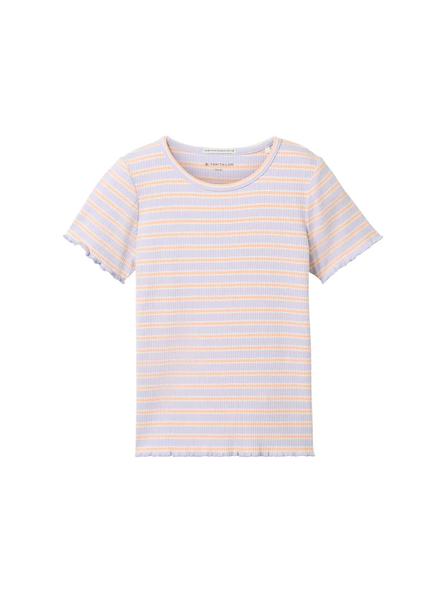 

Футболка TOM TAILOR, полосатая, с закругленными краями, цвет Peach Lilac Sripe