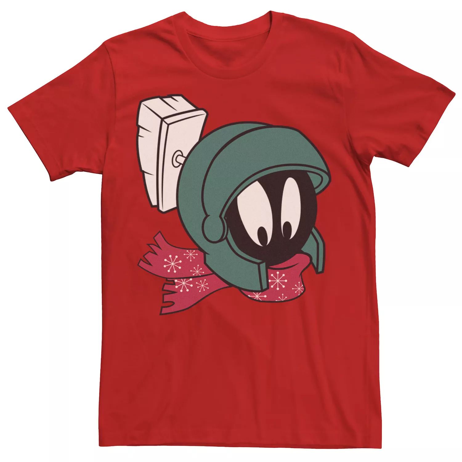 

Мужская зимняя футболка с большим лицом Looney Tunes Christmas Marvin The Martian Licensed Character