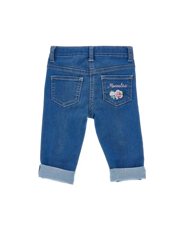 Джинсы с камуфляжным рисунком, прямые джинсы Monnalisa, Denim — фото 2