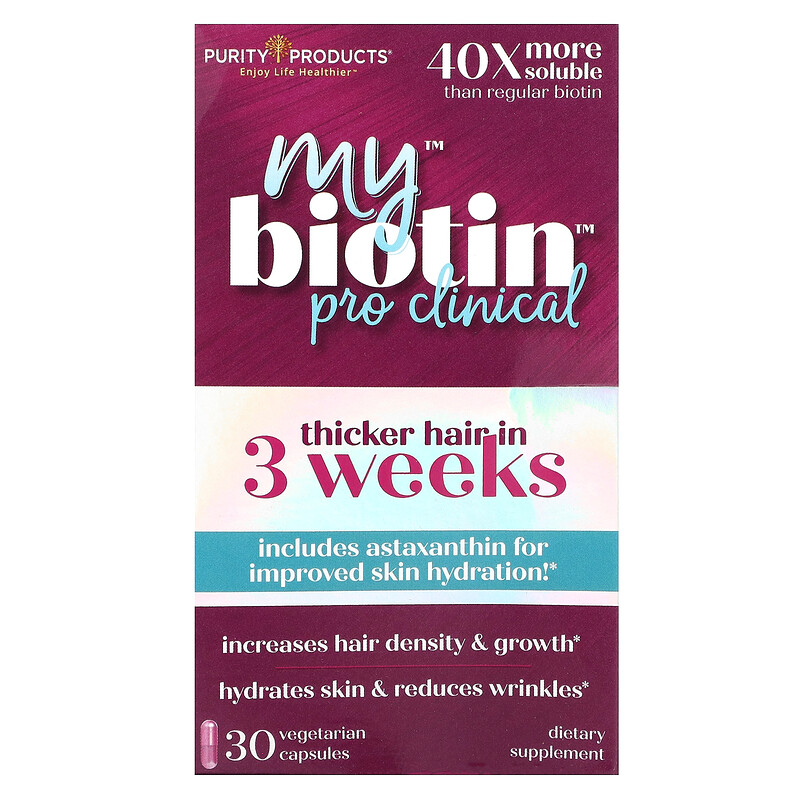 

Purity Products, My Biotin, Pro Clinical, 30 вегетарианских капсул