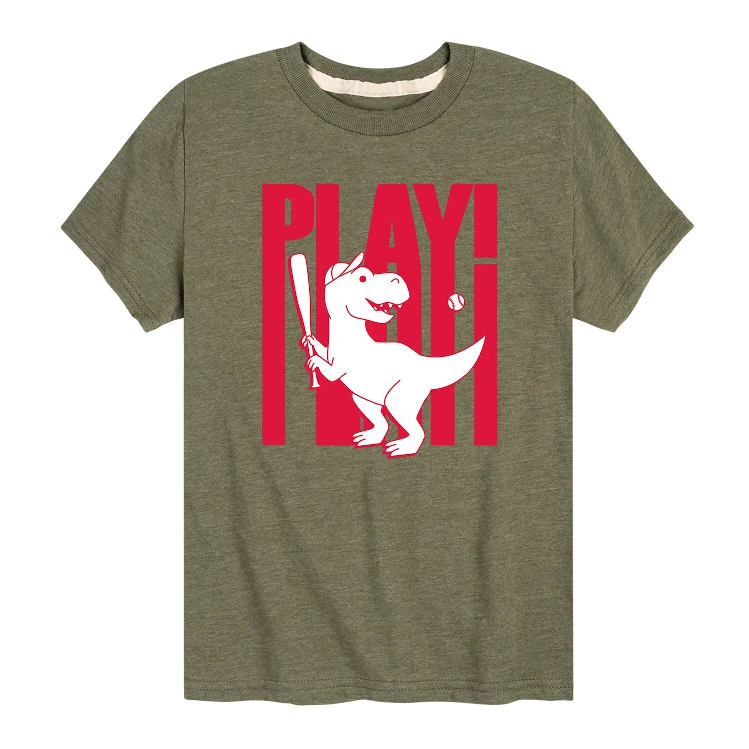 

Футболка с изображением динозавра для мальчиков 8–20 лет, играющая в бейсбол Licensed Character, зеленый