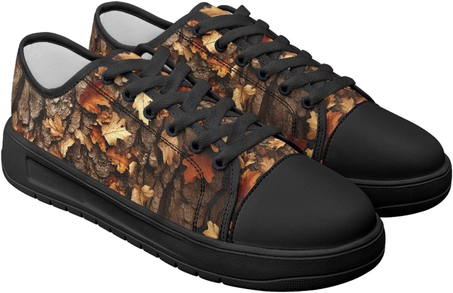 

Кеды Canvar для женщин и мужчин, со шнуровкой, низкие, на платформе, для ходьбы, походов и бега Estailounic, Maple Camo Hunting Forest