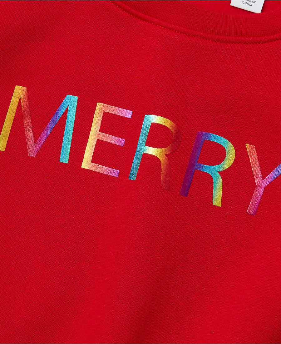 Детская толстовка с пышными плечами и круглым вырезом Lands' End, Apple red merry — фото 2