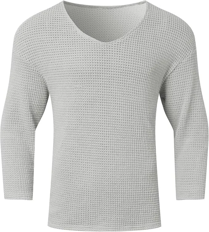 Мужской свитер V-образным вырезом легкий slim fit — фото 2