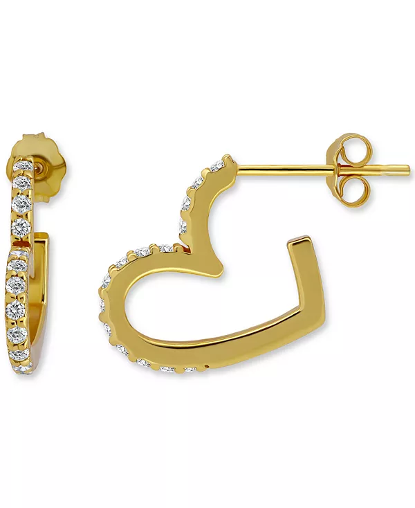 

Серьги-Полукольца в форме сердца с кубическими цирконами (3/8 карата) из 18-каратного золота поверх стерлингового серебра. Эксклюзивно в Macy's. Giani Bernini, gold