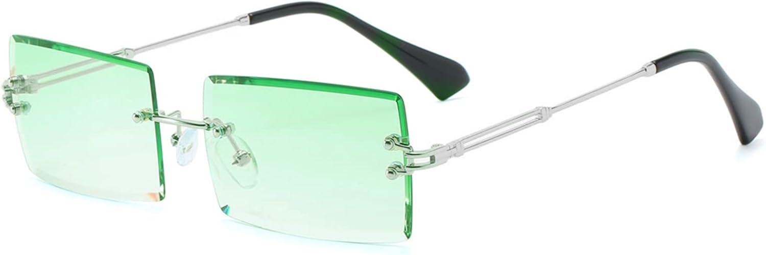 

Солнцезащитные очки LASPOR серебристого цвета, прямоугольной формы, для мужчин и женщин, ретро-винтаж 90-х и 2000-х годов, квадратные, без оправы, тонированные, Silver-green