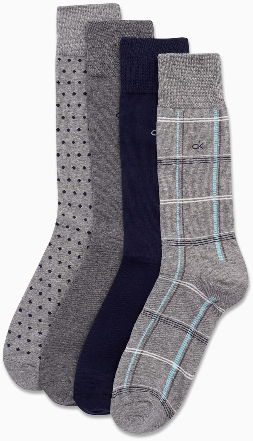 Мужские носки Calvin Klein Crew Socks - 4 пары, легкие, влагоотводящие, мягкие, спортивные носки для мужчин, для занятий спортом и бега, Grey Plaid — фото 4