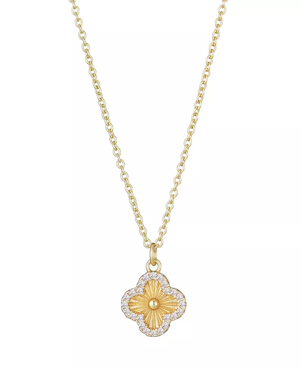

Ожерелье с подвеской в виде клевера с кубическим цирконием и гало Adornia, gold