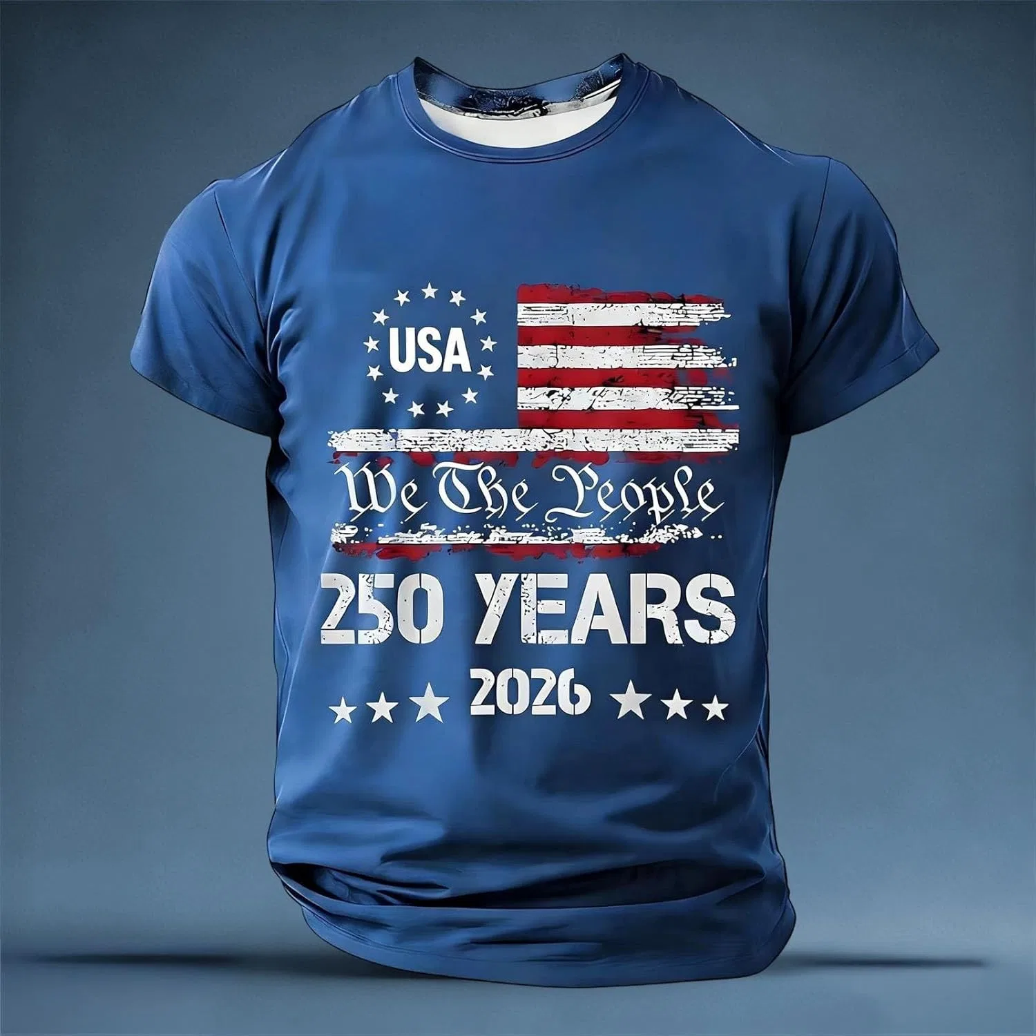 Generic Футболка к 250-летию США, мужские футболки с коротким рукавом, футболки с круглым вырезом, олимпийская одежда США к Чемпионату мира по футболу 2026 года, 27#_Blue — фото 3