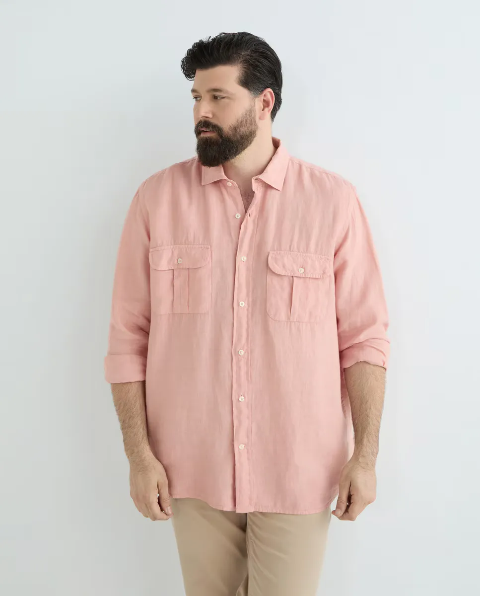 

Мужская рубашка из 100% льна больших размеров спортивная Emidio Tucci, оранжевый