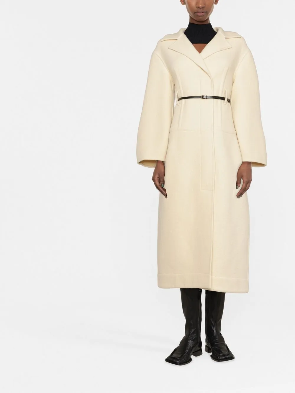 Шерстяное пальто с поясом JIL SANDER, нейтральный — фото 2