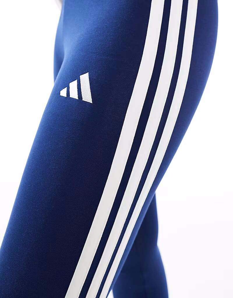 Леггинсы Adidas Essentials из хлопка с тремя полосками темно-синего/белого цвета Adidas Performance — фото 4