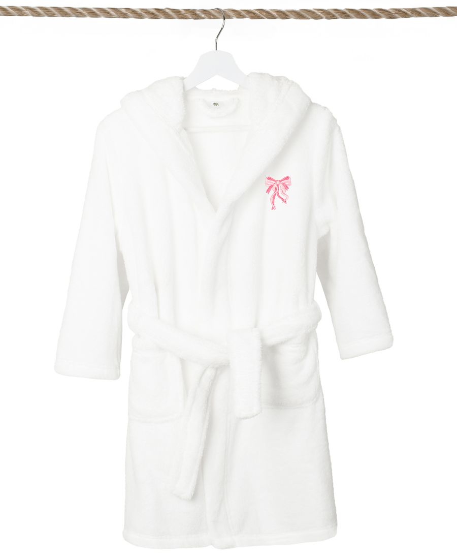 

Детский халат с бантом, супермягкий, с двойным начесом и капюшоном Linum Home, цвет white/pink