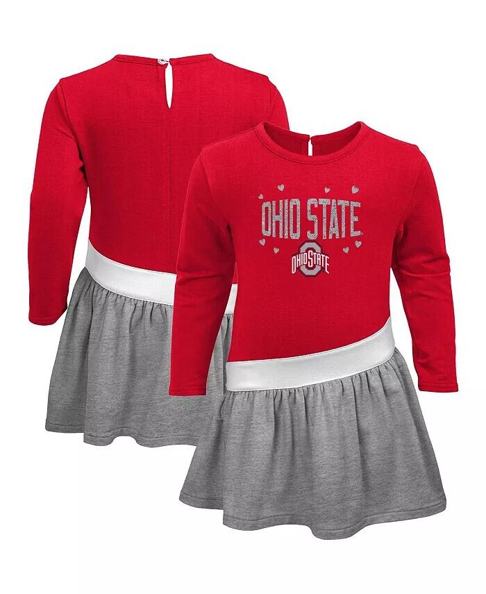 

Платье для девочек-малышей Scarlet Ohio State Buckeyes Heart to Heart French Terry Outerstuff