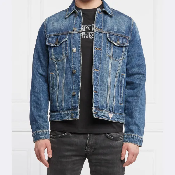 

Джинсовая куртка классического кроя из крокодила Guess, синий