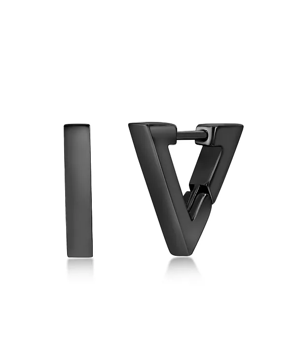 

Мужские полированные треугольные серьги из нержавеющей стали 13 мм Metallo, black