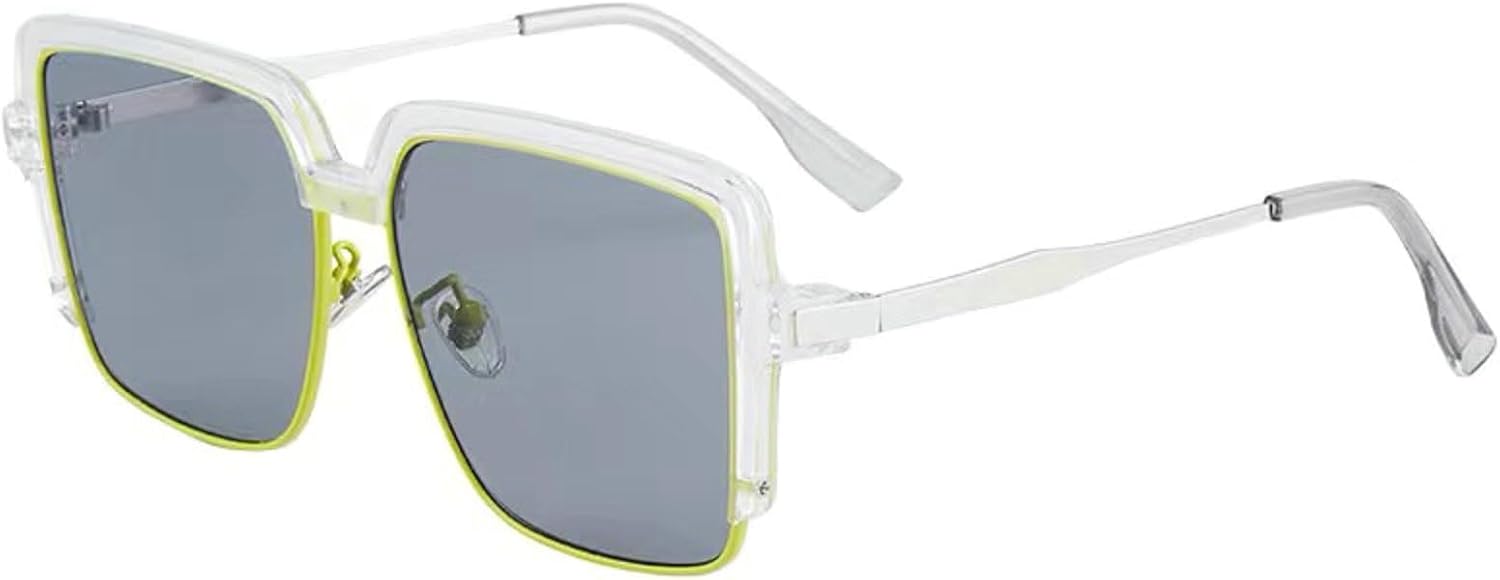 

Модные винтажные большие квадратные солнцезащитные очки в полуметаллической оправе с защитой от УФ-излучения UV400 для женщин и мужчин. Стильные солнцезащитные очки N45 mincl, Clear Gray