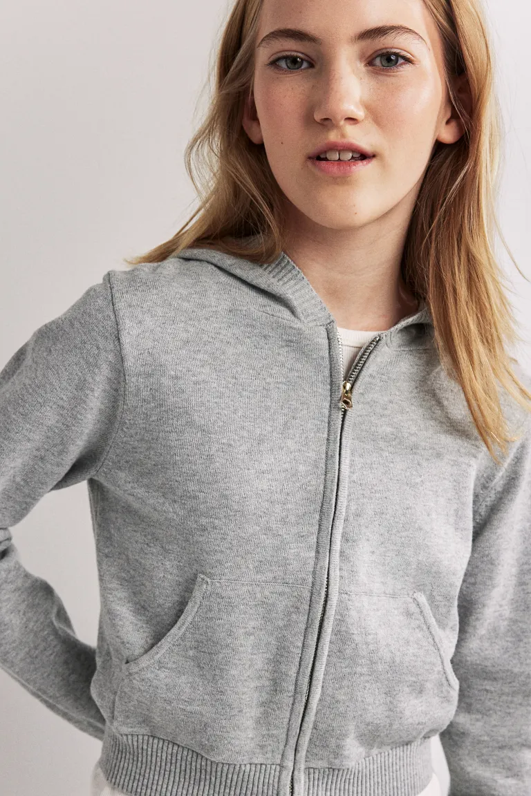 

Вязаная куртка-худи H&M, серый