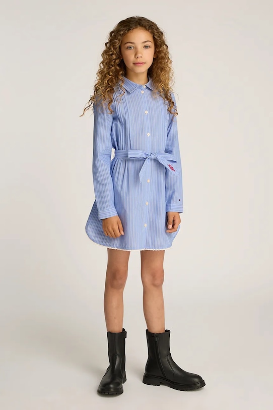 

Детское хлопковое платье Tommy Hilfiger, синий