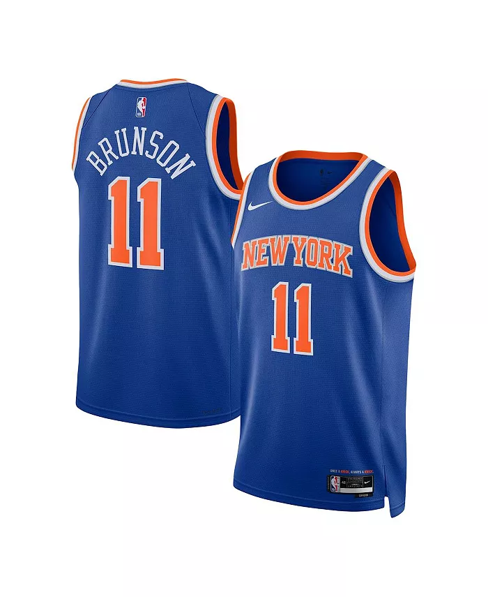 

Мужская и женская баскетбольная майка New York Knicks Jalen Brunson в синем цвете - Swingman, Icon Edition Nike