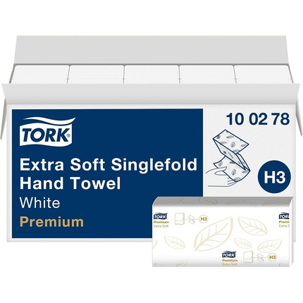 

Очень мягкие полотенца для рук Singlefold, белые, H3 Premium Embossed, 15 x 200 листов Tork