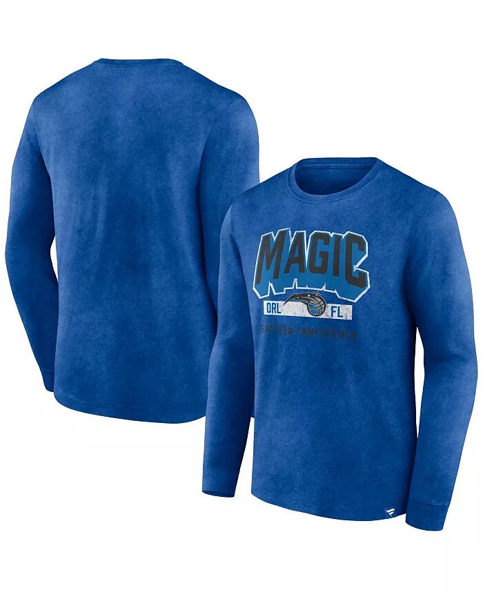 

Футболка мужская Heather Royal Distressed Orlando Magic Front Court Press Snow Wash с длинным рукавом Fanatics