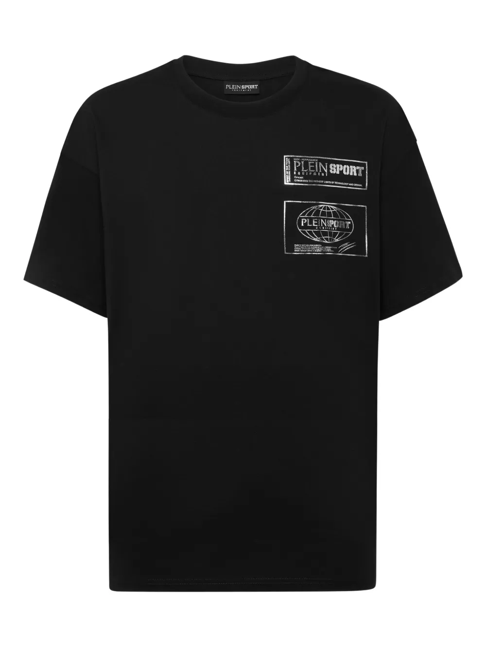 

Футболка из хлопка с металлическим логотипом Plein Sport, черный