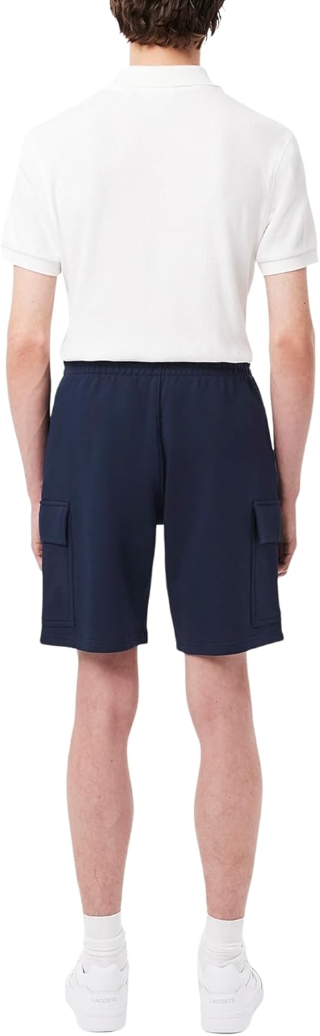 Lacoste мужские неворсовые флисовые карго-шорты, black, M, Navy Blue — фото 3