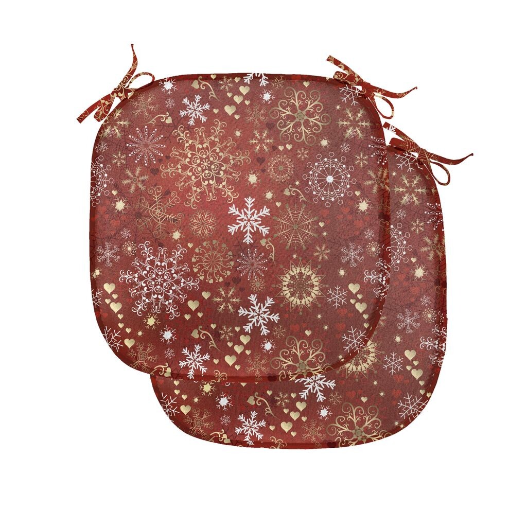 

Рождественская подушка для обеденного стула ABAKUHAUS, снежинки, декоративная водонепроницаемая подушка с ремнями для кухонных сидений, 40 см x 40 см, упаковка из 2 шт., белый, желтый и красный