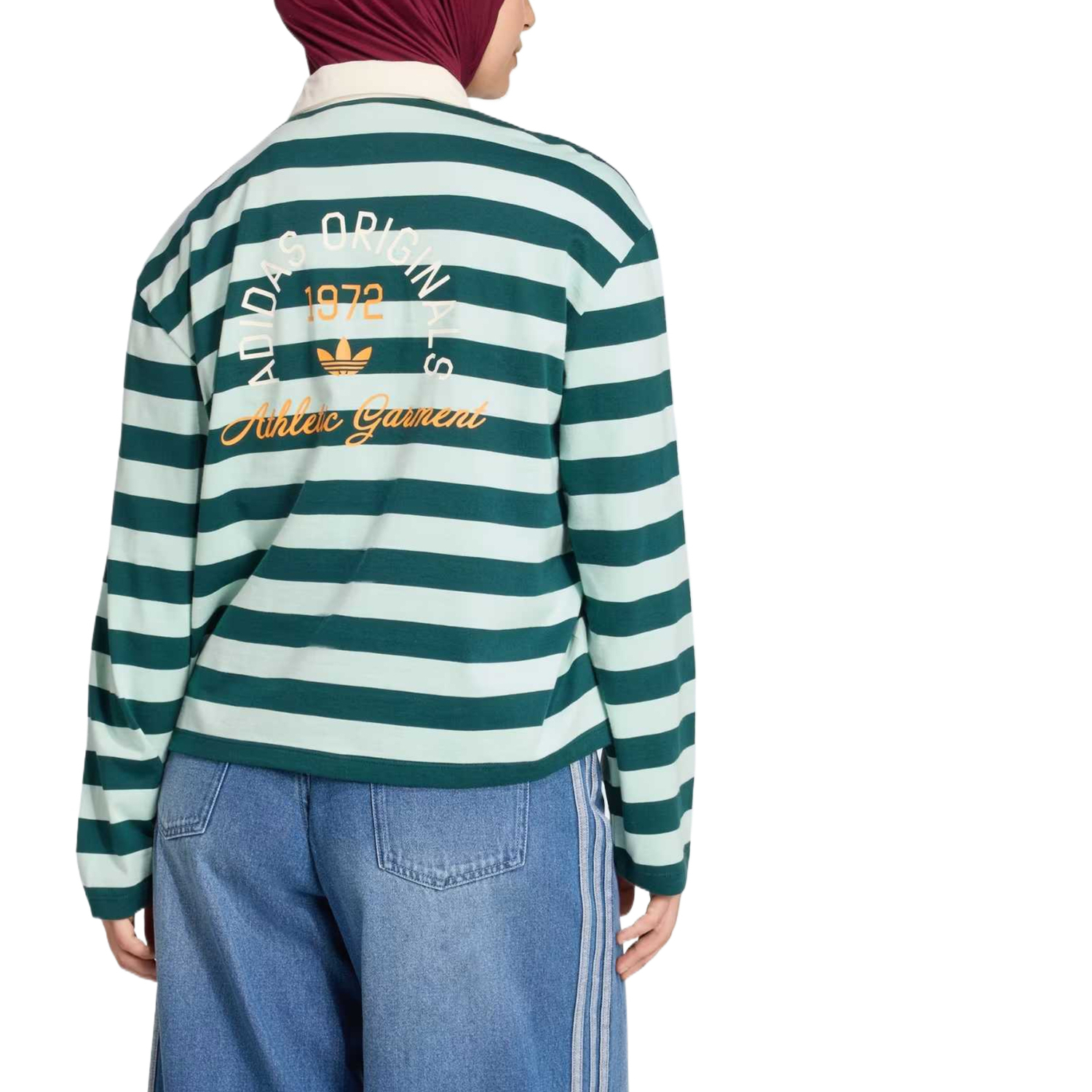 Женская поло Adidas Originals, зеленый — фото 4
