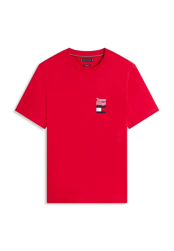 Футболка с вышитым логотипом, круглый вырез, принт. Tommy Hilfiger, Medium Red — фото 4