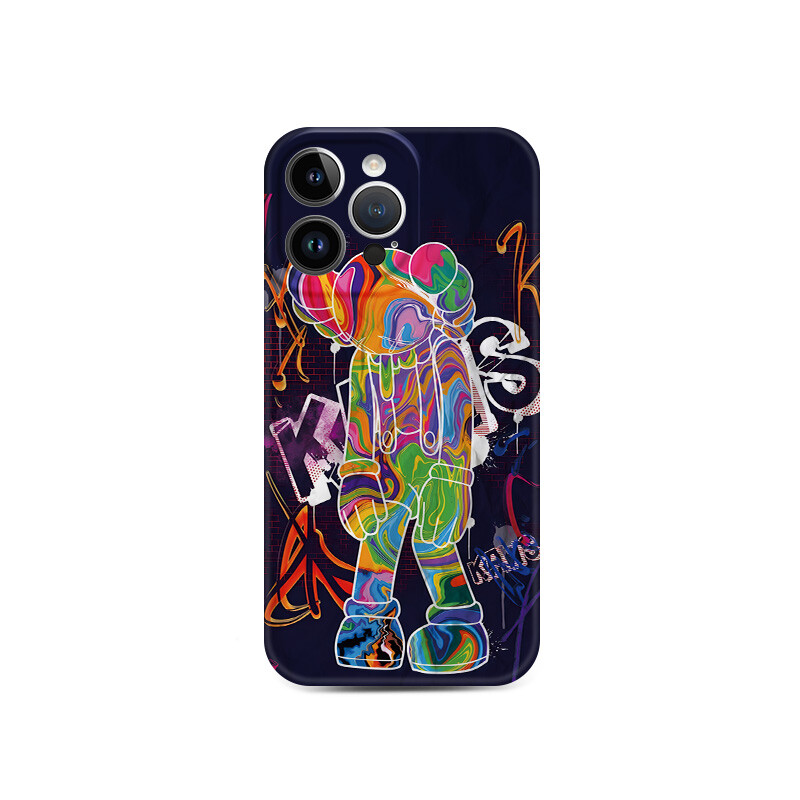 

Чехол для телефона LANGOU, Pleated frosted shell - graffiti kaws