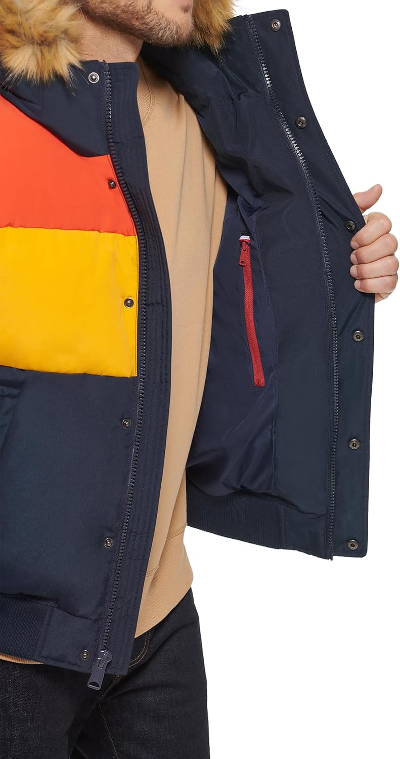 Мужская стеганая куртка-бомбер Tommy Hilfiger Arctic Cloth (стандартная и для больших и высоких), Orange/Yellow/Navy — фото 4