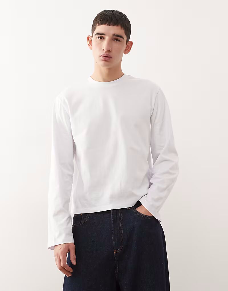 

Укороченная футболка свободного кроя с длинными рукавами белого цвета Reclaimed Vintage, Белый, Укороченная футболка свободного кроя с длинными рукавами белого цвета Reclaimed Vintage