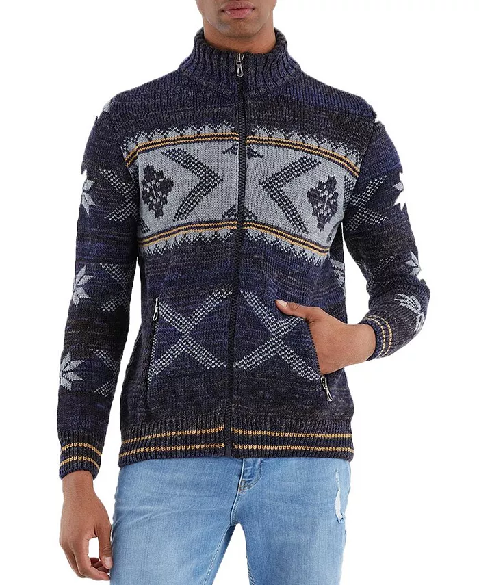 

Мужская вязаная куртка на молнии, норвежский узор Leif Nelson, синий