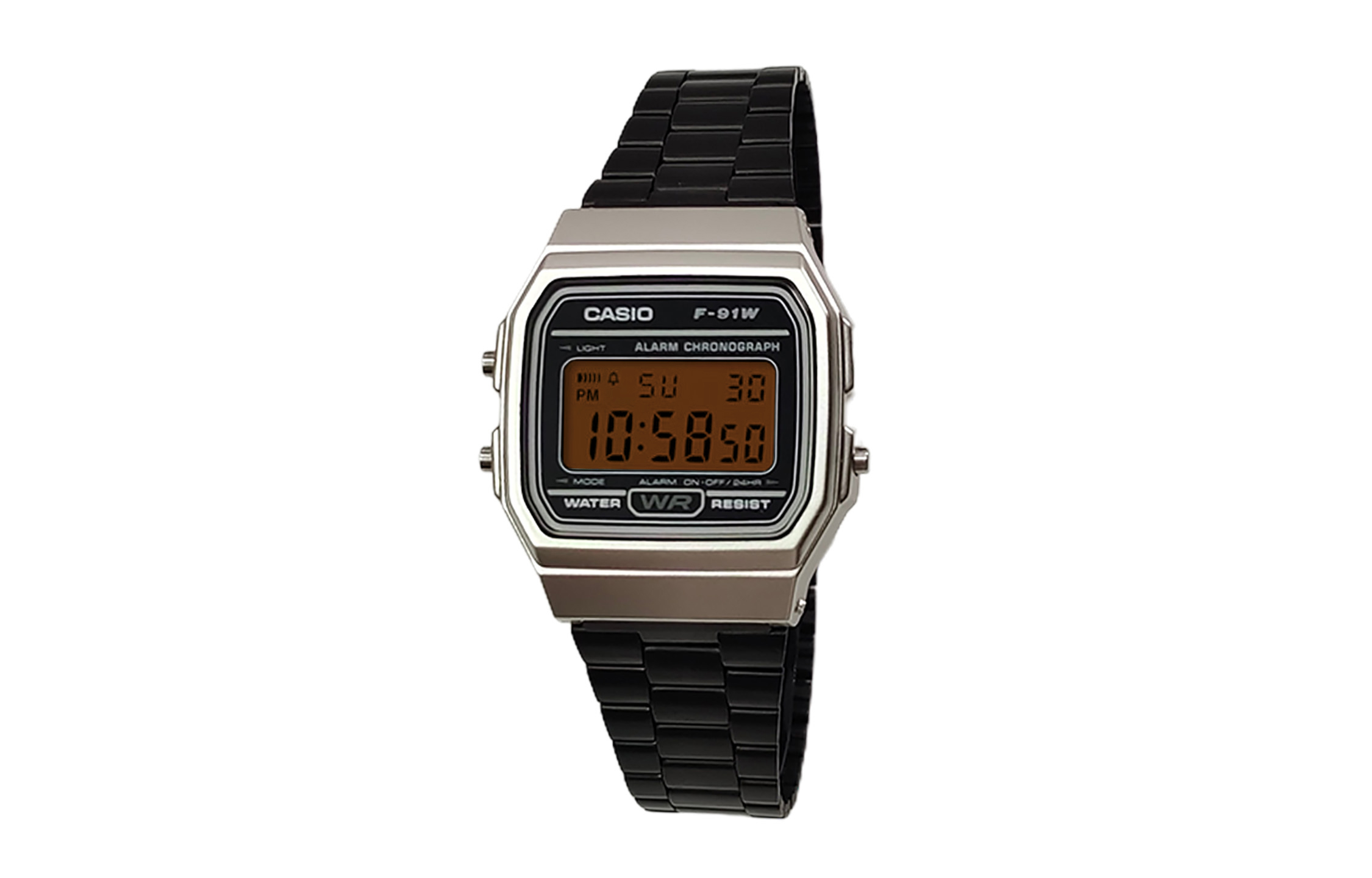 

CASIO Мужские часы Retrofit Series с кварцевым механизмом, стальной браслет, черный циферблат