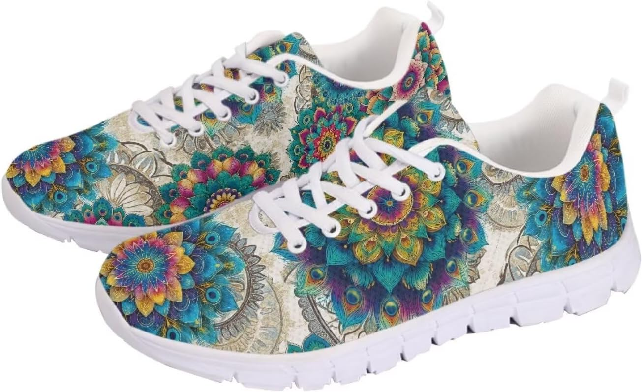 

Кроссовки для тенниса chaqlin для женщин и мужчин, легкие повседневные кеды, мягкие беговые спортивные обувь для подростков, Colorful Mandala Flower