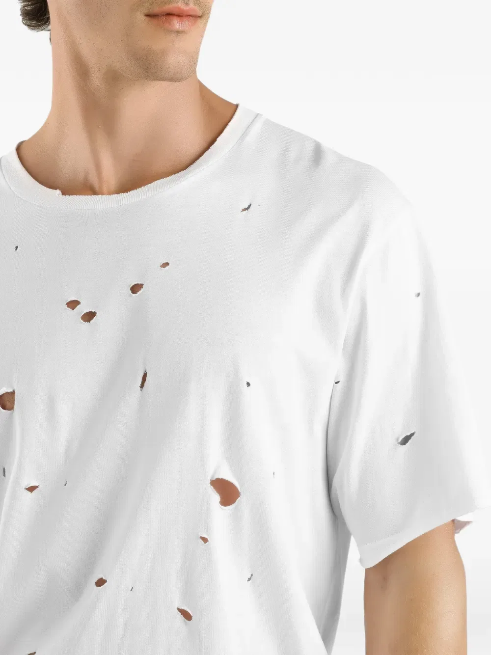 Футболка с коротким рукавом и рваными деталями Dolce & Gabbana, белый — фото 4