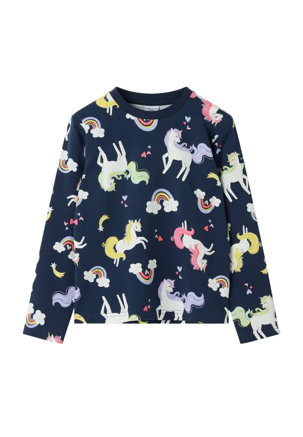 Футболка с длинными рукавами и принтом единорогов Polarn O. Pyret, Mood Indigo
