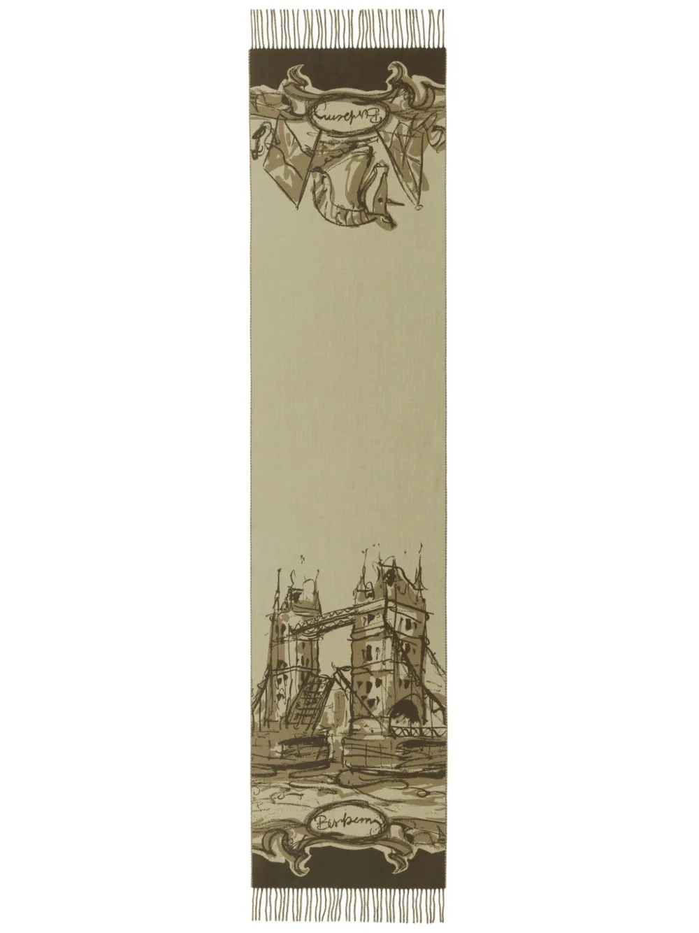 

Кашемировый шарф Tower Bridge BURBERRY, зеленый