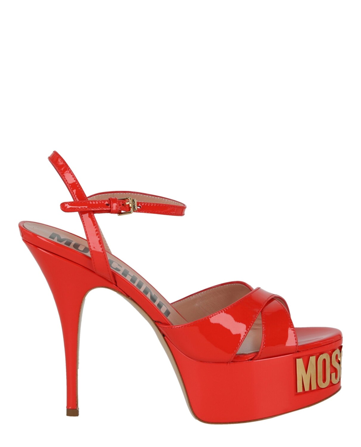 Сандалии на платформе с металлическим логотипом Moschino, оранжевый — фото 3