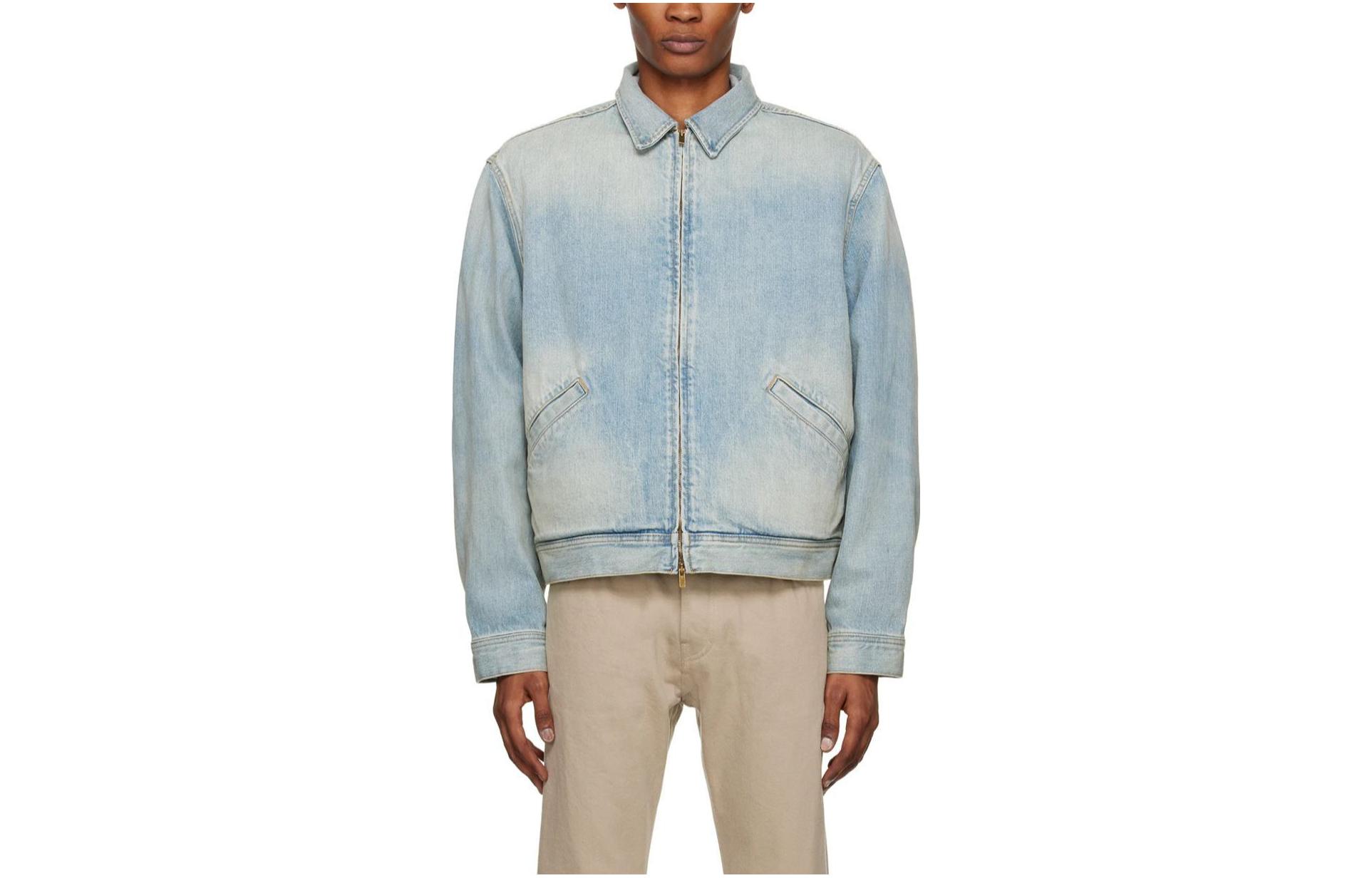 Джимовая застегивающаяся на молнию бомбер Fear Of God, 5-Year Indigo — фото 2