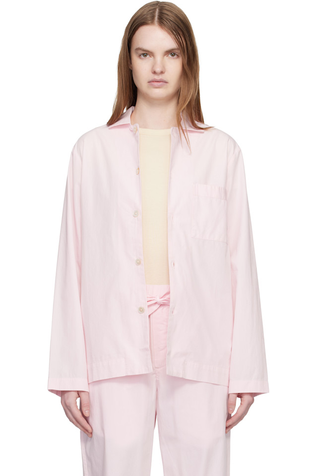 

Tekla Розовая пижамная рубашка с длинными рукавами из поплина