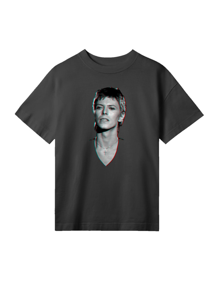 

Футболка TV Times с портретом поп-звезды Дэвида Боуи 1977 года в цвете грязно-черный F4NT4STIC