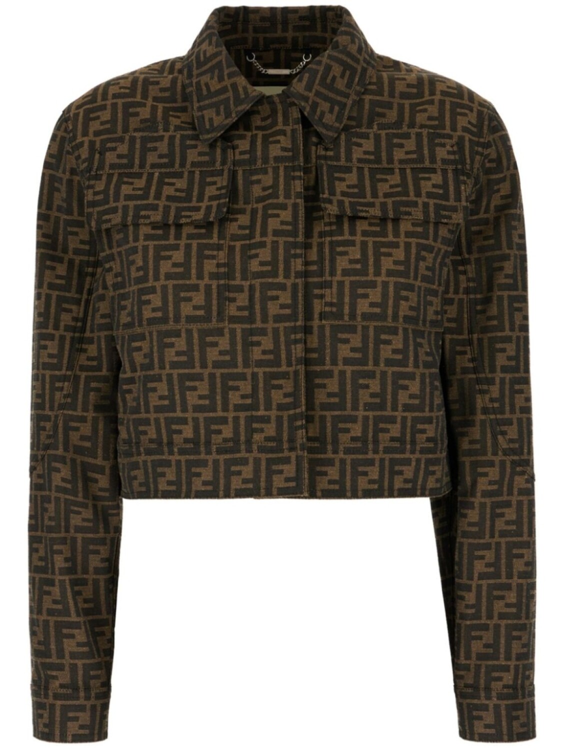 

Укороченная куртка с мотивом FF FENDI, коричневый