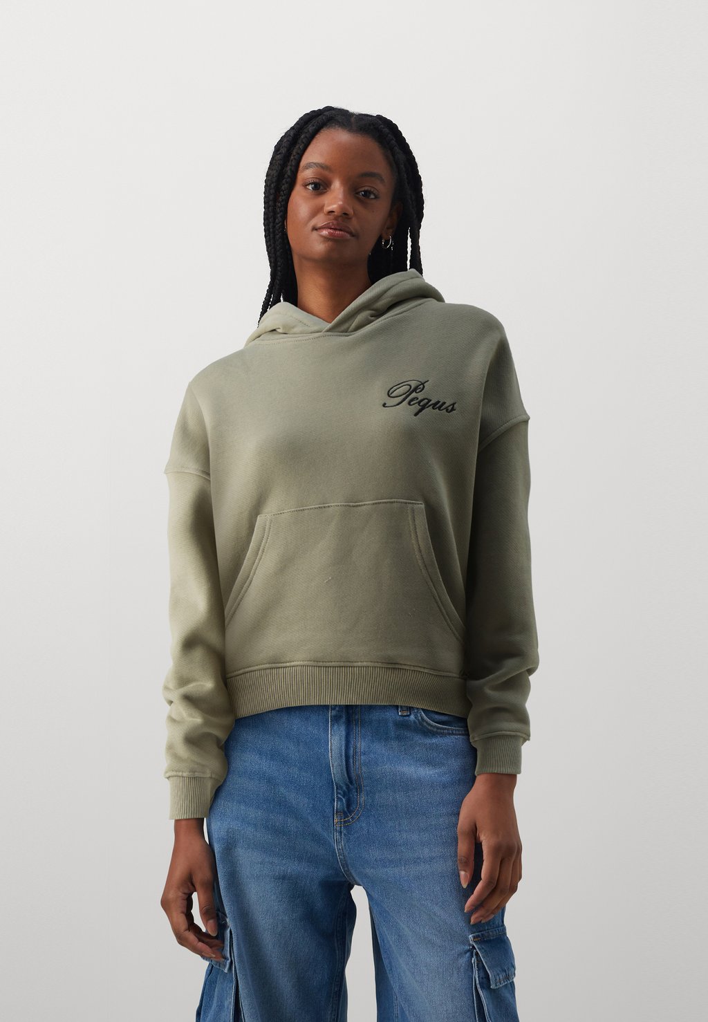 

Толстовка CROPPED HANDWRITTEN LOGO HOODIE PEQUS, цвет dust grey