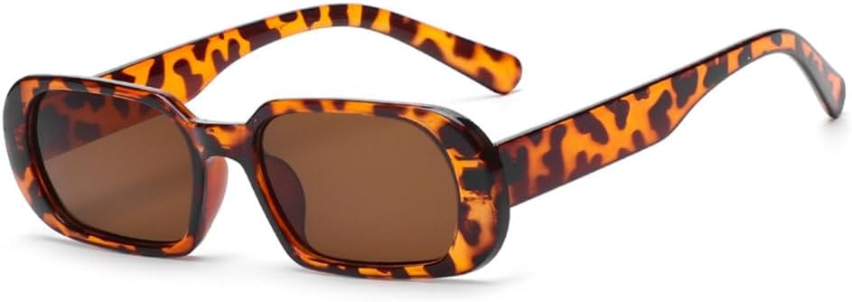 

Ретро овальные солнцезащитные очки для женщин, ретро прямоугольные солнцезащитные очки для женщин, солнцезащитные очки с защитой от УФ-излучения UV 400 MTZJH, Leopard-tea